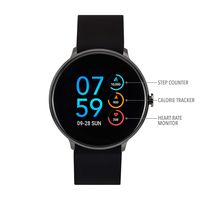 iTouch Sport Digital Smartwatch and Pedometer - Solid Silicone Strap (Black/Black)
