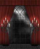 Photography Backdrop Indoor 5x7ft Halloween Background Red Curtain Lighting Night Photo Studio Background Wood Floor for Kids N11954...