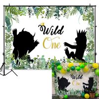 Mehofoto Wild One Backdrop 5x7ft Vinyl Wild Thing Animal in Jungle First Birthday Background Baby 1st Birthday Party Banner Supplies Decoration