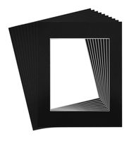Golden State Art, Pack of 10 11x14 Black Picture Mat Set with White Core Bevel Cut for 8x10 Pictures