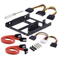 ESHOWEE 2 x 2.5 Inch SSD to 3.5 Inch Internal Hard Disk Drive Mounting Kit Bracket(SATA Data Cables and Power Cables included)