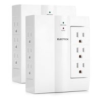 2 Pack - ELECTECK 6 Outlet, 3 Swivel and 3 Side Entry, Wall Outlet Surge Protector, 1000 Joule Surge Rating, Grounded Outlet Extender, ETL Listed, White