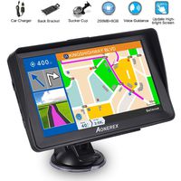 Car GPS, Aonerex 7 inch Touchscreen GPS Navigation System with Sunshade for Car Truck Motorhome &8GB 256MB Satellite Navigator Device with 2019 Maps Free Lifetime Map Updates