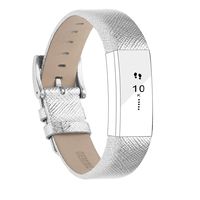 POY Replacement Bands Compatible for Fitbit Alta and Fitbit Alta HR, Genuine Leather Wristbands, Silver