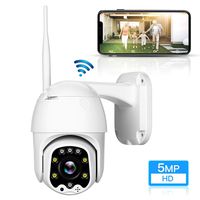 TOMLOV 5MP HD WiFi Outdoor PTZ Security Camera with 5X(2.7-13.5mm) Optical Zoom CamHi APP 2592x1092 Pixel Intelligent Full-Color Night Vision Two-Way Audio 5db External Antenna for House