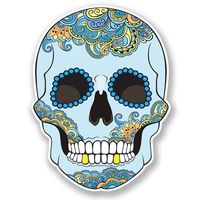 2 x 20cm- 200mm Blue Sugar Skull Vinyl SELF ADHESIVE STICKER Decal Laptop Travel Luggage Car iPad Sign Fun #6705
