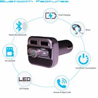 Zforce BT20-01 Smartcharge Car Kit, Wireless in-Car FM Transmitter Radio Adapter, Bluetooth 2.1 Receiver, App Support, Dual-USB Car Charger with USB Drive Mp3 Player