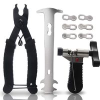 Ponwec Bike Chain Tools with Chain Hook Chain Cutter Bike Link Plier Chain Wear Indicator Tool + 3 Pairs Bicycle Missing Links, Road and Mountain Bike Chain Repair Tools for All Models of Bike Chains