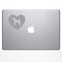 The Decal Guru Heart Airedale Terrier Decal Vinyl Sticker, 12" MacBook, Silver (1602-MAC-12M-S)