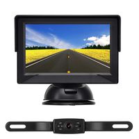 Yakry Backup Camera System 4.3'' Monitor for Truck/Car/Pickup/Camper/SUV IP68 Waterproof Rear View/Front View Camera Connecting Single Power Reversing/Driving Use Night Vision