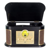 Record Player,Phonographs DLITIME 3-Speed Vinyl Turntable Built-in 2 Bluetooth Speakers, Headphone Jack/Aux In/RCA/LED/USB/MP3/CD/CASSETTE/FM/AM Radio Player