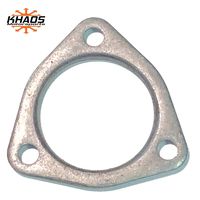 Universal FLAT FLANGE fits 2 1/4-2 3/8" exhaust pipe 3 bolt hole triangle FX54 Khaos Motorsports