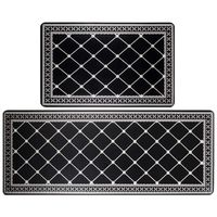 HEBE Anti Fatigue Kitchen Rug Sets 2 Pieces Thick Cushioned Kitchen Floor Mats Set Heavy Duty Comfort Standing Mats Waterproof Kitchen Runner Mats(18"x27"+18"x48", Diamond)
