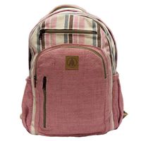 Durable Handmade Hemp Backpack - Pure Natural Large Hemp Cotton Bag Packs - Men,Women & Kids Multi Pocket Himalayan Bags for Laptop, Travel & Hiking - Bohemian/Hippie/Rice Bags (Large, Pink)
