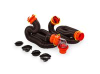 Camco 20' RhinoFLEX 20-Foot RV Sewer Hose Kit, Swivel Transparent Elbow with 4-in-1 Dump Station Fitting-Storage Caps Included (39742)