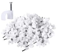 100 Pcs White Plastic U Shape Cable Wire Clips With Nails,Circle Cable Clips with Steel Nail,Nail-in Cable Clips,Cable Management for RG6 RG59 CAT5 CAT6 RJ45 (10mm,100Pcs)