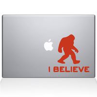 The Decal Guru 1904-MAC-12M-P I Believe Bigfoot Decal Vinyl Sticker, 12" Macbook, Orange