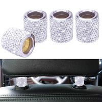 FEENM Car Headrest Head Rest Collars Rings Decor Bling Bling Crystal Diamond Ice for Car SUV Truck Interior Decoration Blings 4 Pack White