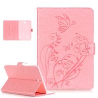 Galaxy Tab S2 8.0 Case,ikasus Embossing Flower Vines Butterfly PU Leather Flip Wallet Pouch Stand Credit Card ID Holders Case Cover for Samsung Galaxy Tab S2 8.0 T710 / T715 / T719 (8"),Pink