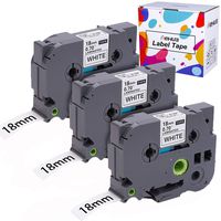 3 Pack Hehua Compatible with Brother P-Touch TZ TZe TZe-241 TZe241 TZ241 TZ-241 Standard Laminated Label Tape, 18mm Black on White Labeling Maker, 0.7 Inch (3/4 Inch) x 8 Meter (26.2ft)