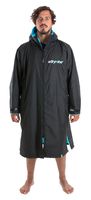 Dryrobe Advance Long Sleeve Change Robe - Stay Warm and Dry - Windproof Waterproof Oversized Swim Parka - Swimming/Surfing/OCR Events (Large - Black/Blue)