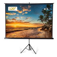 Large Portable Projector Screen with Tripod Stand, 120 inch Diagonal 4:3 Indoor Outdoor Movie Screen Anti-Crease Projection Screen for Home Cinema Theater Office Presentation