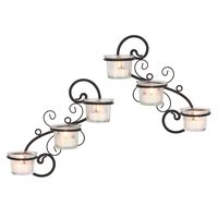 Stonebriar Decorative Tea Light Candle Holder Wall Sconce Set, Contemporary Home Decor for Living Room, Hallway, or Bedroom, Black, Metal, Set of 2