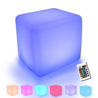 6'' LED Cube Light, YUMEITECH Multi RGB Color Changing Light, Wireless, Remote Control Rechargeable, Indoor Outdoor Bedside Light Night Light Living Garden Light Décor