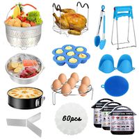 Accessories for Instant Pot,Accessories Compatible with 5/6/8Qt Instant Pot - 60 Pcs Cake Baking Papers,2 Steamer Baskets,Non-stick Springform Pan,Egg Rack,Egg Bites Mold,Kitchen Tong,Dish Plate Clip