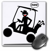 3Drose LLC 8 X 8 X 0.25 Inches Mouse Pad, Black Image on a White Background of a Stickman on a Golf Cart Riding a Wheelie (Mp_111013_1)