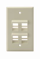 Leviton 41081-4IP Angled QuickPort Wallplate 4-Port, Single Gang, Ivory