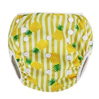 Zooawa Baby Reusable Swim Diaper, Washable One Size Adjustable Training Swimsuit Diaper Swim Underwear for Infant Toddler, Pineapple