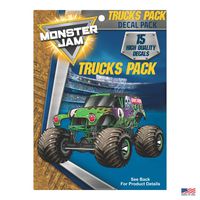 Monster Jam Trucks Decal Pack - Set of 15 Monster Truck Stickers Monster Jam Decals includes Grave Digger El Toro Loco Max D Zombie Megalodon Dragon Soldier Fortune Monster Mutt Monster Trucks
