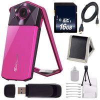 Casio Exilim EX-TR70 Selfie Digital Camera (Vivid Pink) (International Version) + 16GB Memory Card Bundle