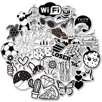 Girl Water Bottle Stickers 50pcs, Cute Trendy Kids/Teen Vinyl Laptop Notebook Guitar Computer Waterproof Skateboard Luggage Decal Graffiti Patches Decal (Black and White)