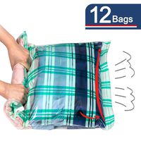 Storage Master 12 Compression Bags, Travel Space Saver Bags for Clothes, Roll-Up Bags no Pump Needed (12-Travel)