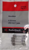 RadioShack Slow-Blow 6.25-Amp 250-Volt Fuses Pack Of 4, 270-0130 -2
