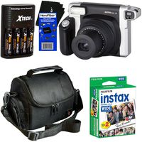 Fujifilm INSTAX 300 Wide-Format Instant Photo Film Camera (Black/Silver) + Fujifilm instax Wide Instant Film, Twin Pack (20 sheets) + 4 AA High Capacity Rechargeable Batteries with Battery Charger + Camera Case + HeroFiber Ultra Gentle Cleaning Cloth
