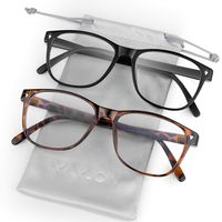 Mamjoin Blue Light Blocking Glasses, 2 Pack Anti Eyestrain Computer Glasses UV Filter Blue Light Blocker Glasses for Men Women, Square Frame & Clear Lens, Non Prescription Screen Bluelight Glasses