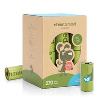 Earth Rated Dog Poop Bags, 270 Extra Thick and Strong Poop Bags for Dogs, Guaranteed Leak-proof, Unscented, 18 Rolls, 15 Doggy Bags Per Roll, Each Dog Poop Bag Measures 9 x 13 Inches