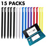 Yizerel Stylus Pen for new 3DS, 15 Pcs Colorful Plastic Replacement Touch Screen Stylus Set Compatible with Nintendo new 3DS with HD Crystal Clear PET Films (Black White Blue Red Purple Green)