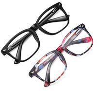 MEETSUN Blue Light Blocking Glasses, Anti Eye Strain Headache (Sleep Better),Computer Reading Glasses UV400 Transparent Lens (C1 Black + Flower Frame/Spring Hinge/2 Pack, 53)