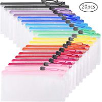 EOOUT 20pcs Zipper Pencil Pouch Plastic Zip File Bags in 10 Colors, for Bills, Cosmetics, Stationery and Travel Storage, 9.5×4.5 Inches