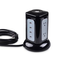 Cable Matters 6 Outlet Surge Protector Tower with USB 4.2 Amp Charging and 10 Feet Extra Long Power Cord in Black