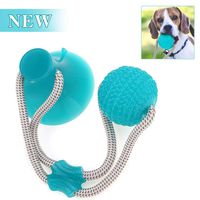 CHARMINER Pet Molar Bite Toy, Multifunction Molar Chew Toy, Durable Self-Playing Rubber Rope Ball Toy with Suction Cup for Tugging, Pulling, Chewing, Playing(Green)