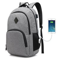 Laptop College Backpack Waterproof Lightweight Minimalism with USB Charging Port Business School Book Bag Travel Hiking Camping Outdoor Daypack Rucksack Fits 15.6-Inch Notebook (Gray)