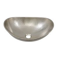 Sinkology SB305-19N Hobbes Hammered Handcrafted Above Counter Vessel Sink, 19", Nickel