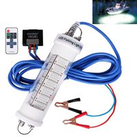 Goture 12V IP68 High-Power LED Fully Submersible Night Fishing Light Deep Drop Underwater Lure Bait Fish Finder Lamp with 5.51 Cable for Krill, Phytoplankton, Squid - White