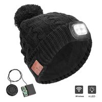 Number-one Wireless Beanie Hat with LED Headlight Hands Free Christmas Winter Warm Beanie Wireless Headphones Headset 5.0 Rechargeable Unisex Knitted Musical Cap for Running Skiing Hiking Camping Cycl