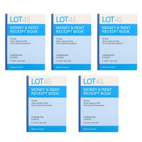 Lot45 Payment Receipt Book 5pc Set - 7.5 x 11in Carbonless Receipt Books for Landlord and Renters, 3-Part Triplicates